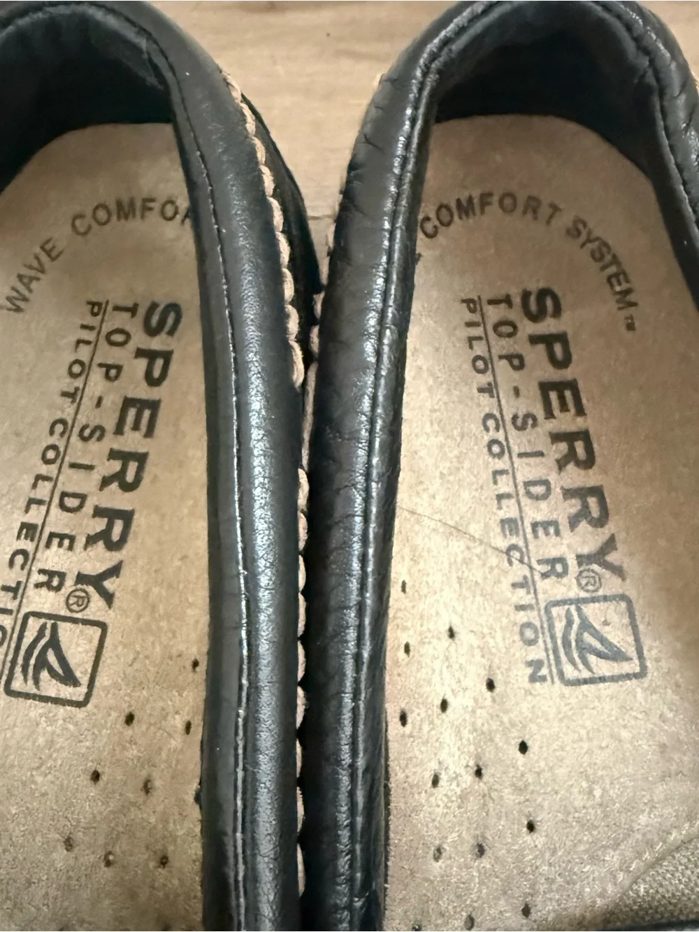 Sperry Top-Sider Loafers Black 8.5 Leather Pilot Collection Wave Comfort Slip-On